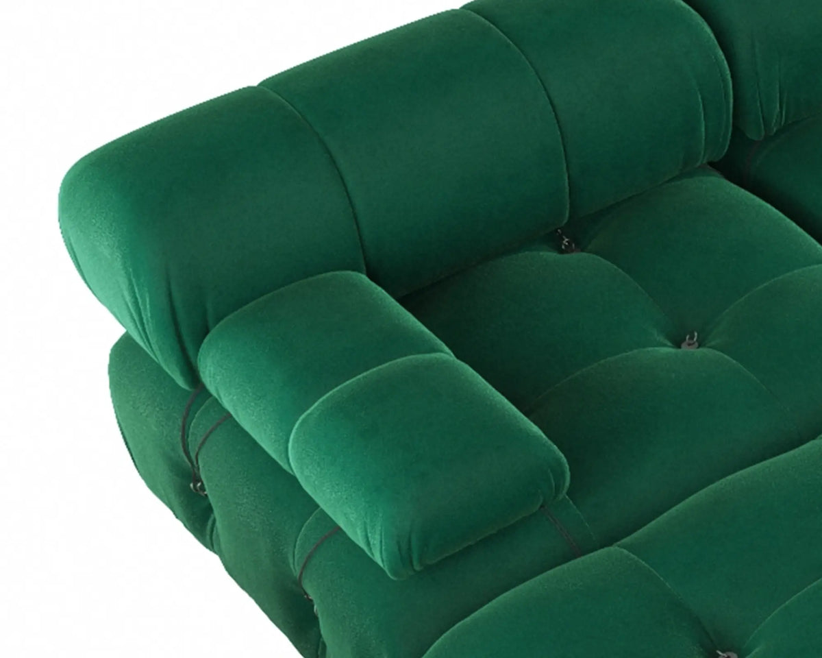 Matrix 4-Seater Green Modular Couch Sectional | 4-Piece, Velvet Fabric, Roomy Layout
