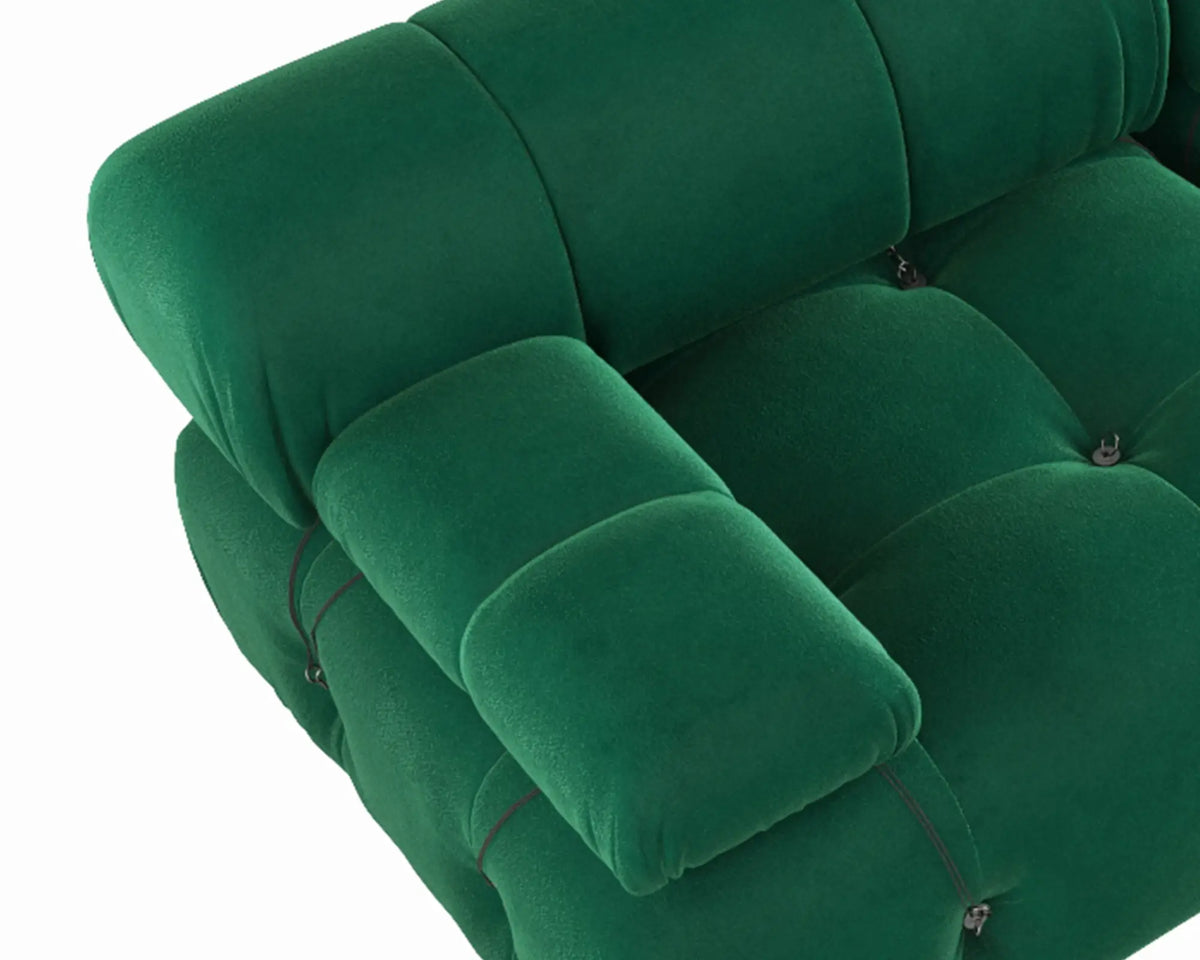 Matrix 4-Seater Green Modular Couch Sectional | 4-Piece, Velvet Fabric, Roomy Layout