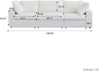 Deluxe Premium Cloud Sectional Sofas | 3-Piece Cotton and Linen White Couch Sectionals 120" Storage Ottoman 3-seaters