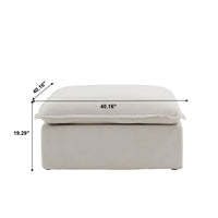 Deluxe Linen Cloud Sectional Sofas | 1-Piece Beige Cotton and Linen Armless Single Sofa Ottoma