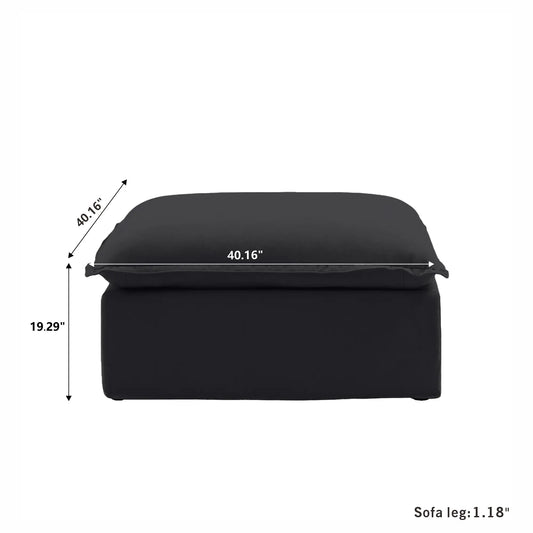 Deluxe Linen Cloud Sectional Sofas | 1-Piece Black Cotton and Linen Armless Single Sofa Ottoma