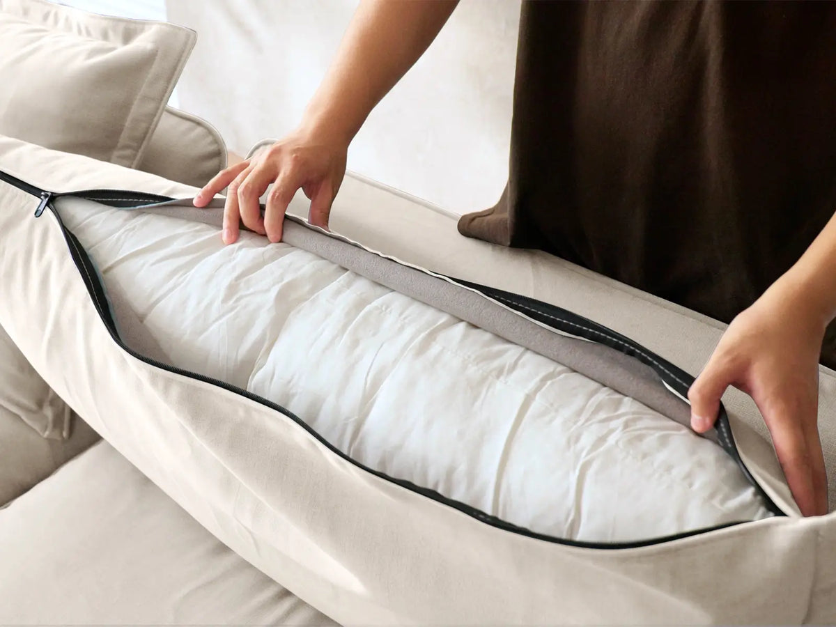 Deluxe Linen Cloud Sectional Sofas Covers | Beige Cotton and Linen Sofa Cover for 3-Seater