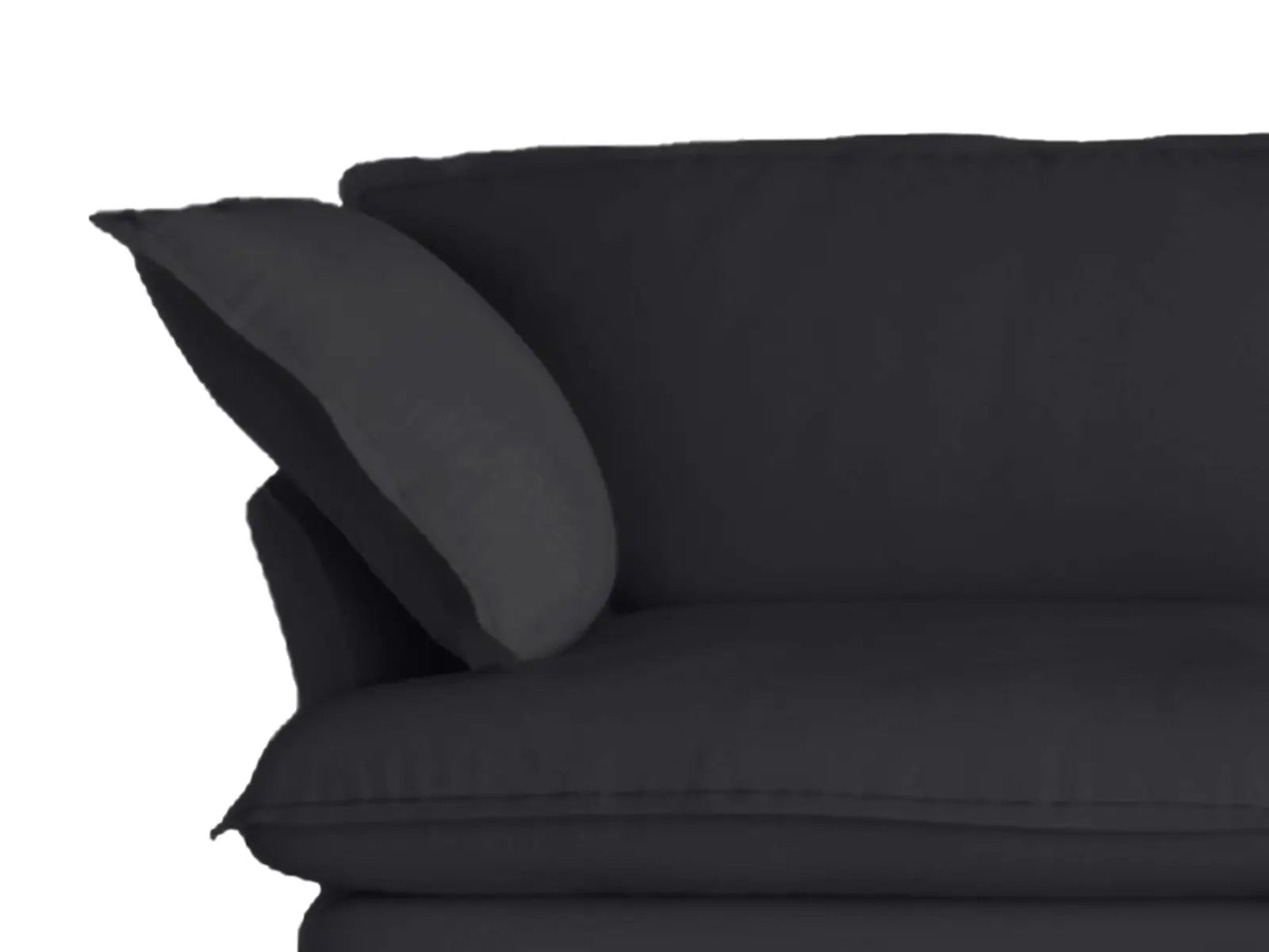 Fundas de lino de lujo para sofás seccionales Cloud | Funda de sofá de lino y algodón negro para 3 plazas con 2 otomanas