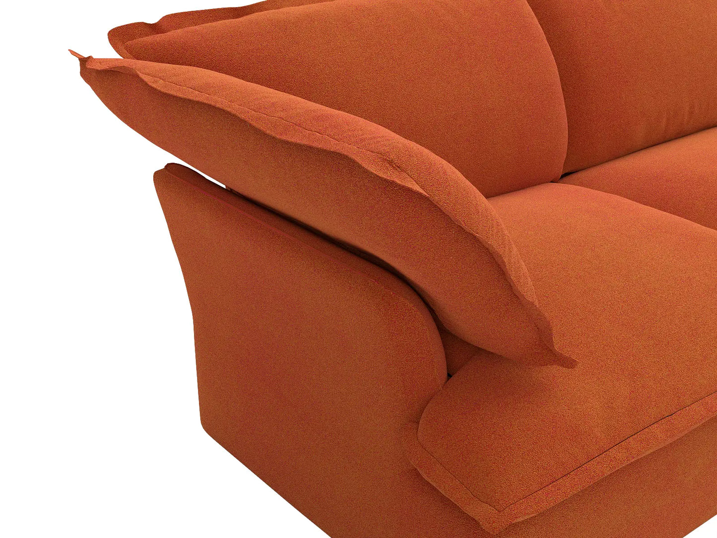 Deluxe Cloud Dark Orange 4-Seater Sofa Set | 5-Piece (includes 1 ottoman), Velvet Fabric, Storage Ottoman