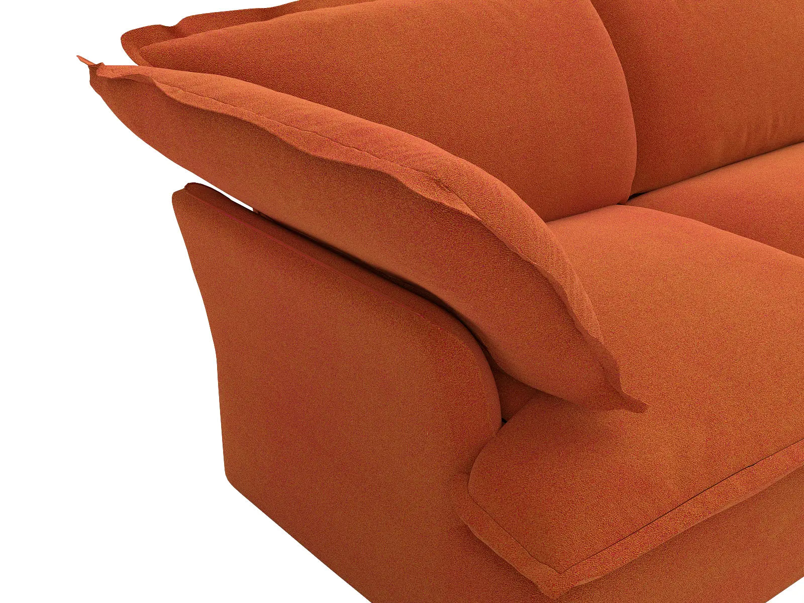 Sofá seccional modular de lujo Cloud naranja oscuro de 3 plazas | 5 piezas (incluye 2 otomanas), tela de terciopelo, otomana de almacenamiento