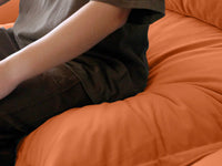 Deluxe Cloud Dark Orange 4-Seater Sofa Set | 5-Piece (includes 1 ottoman), Velvet Fabric, Storage Ottoman