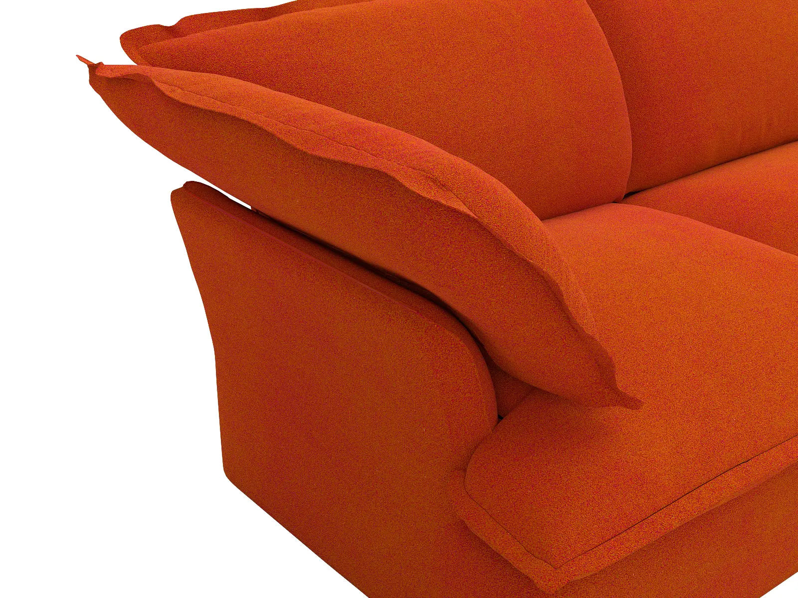 Sofá de lujo Cloud Orange de 1 plaza con doble reposabrazos | 2 piezas (incluye 1 otomana), tela de terciopelo, otomana con almacenamiento
