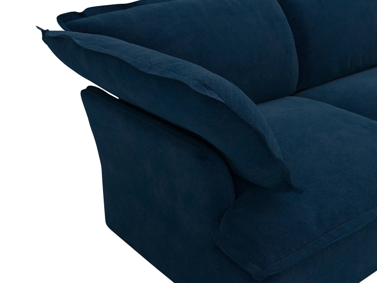 Deluxe Cloud Dark Blue 4-Seater Sofa with Storage | 5-Piece (includes 1 ottoman), Velvet Fabric, Washable Covers