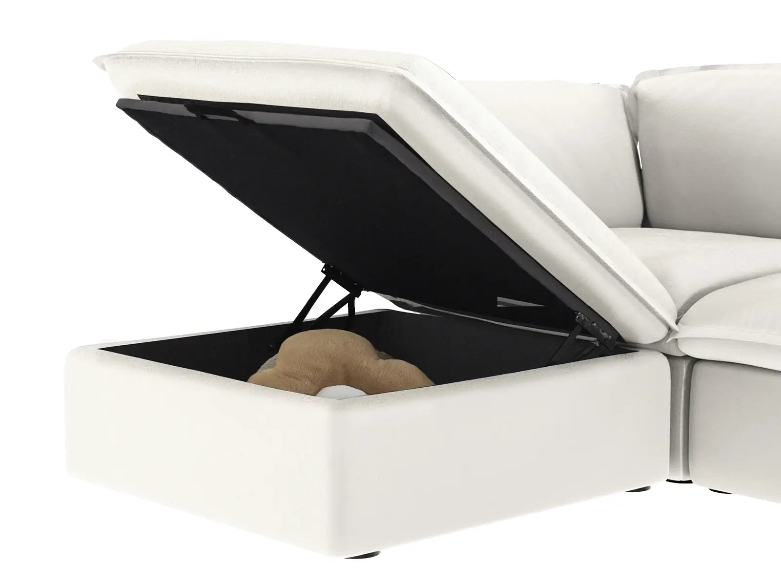 Deluxe Cloud 4-Seater White Washable Couch Sectional | 4-Piece, Linen and Cotton Fabric, Modular Design