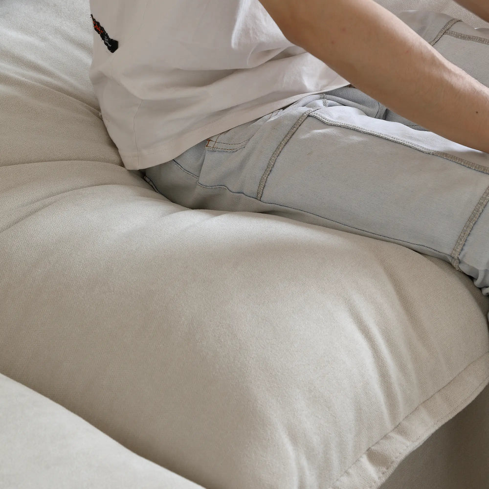 Deluxe Linen Cloud Sectional Sofas | Beige Cotton and Linen Armless Single Sofa 1-seater