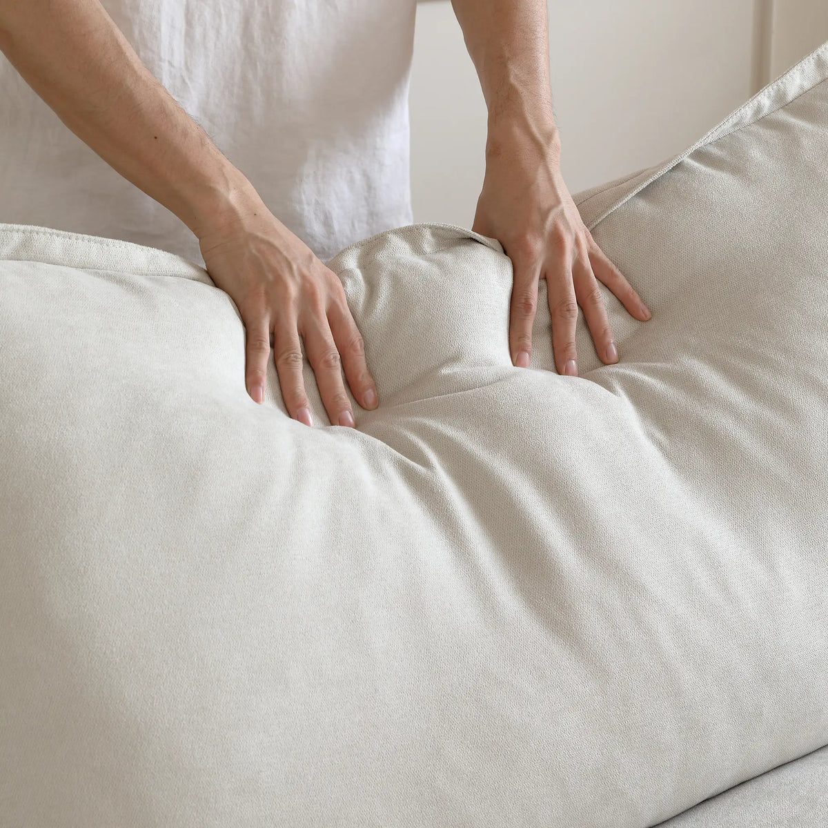 Deluxe Linen Cloud Sectional Sofas Covers | Beige Cotton and Linen Sofa Cover for 3-Seater