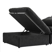 Deluxe Premium Cloud Sectional Sofas | Black Cotton and Linen U shaped Sectionals 4-seaters