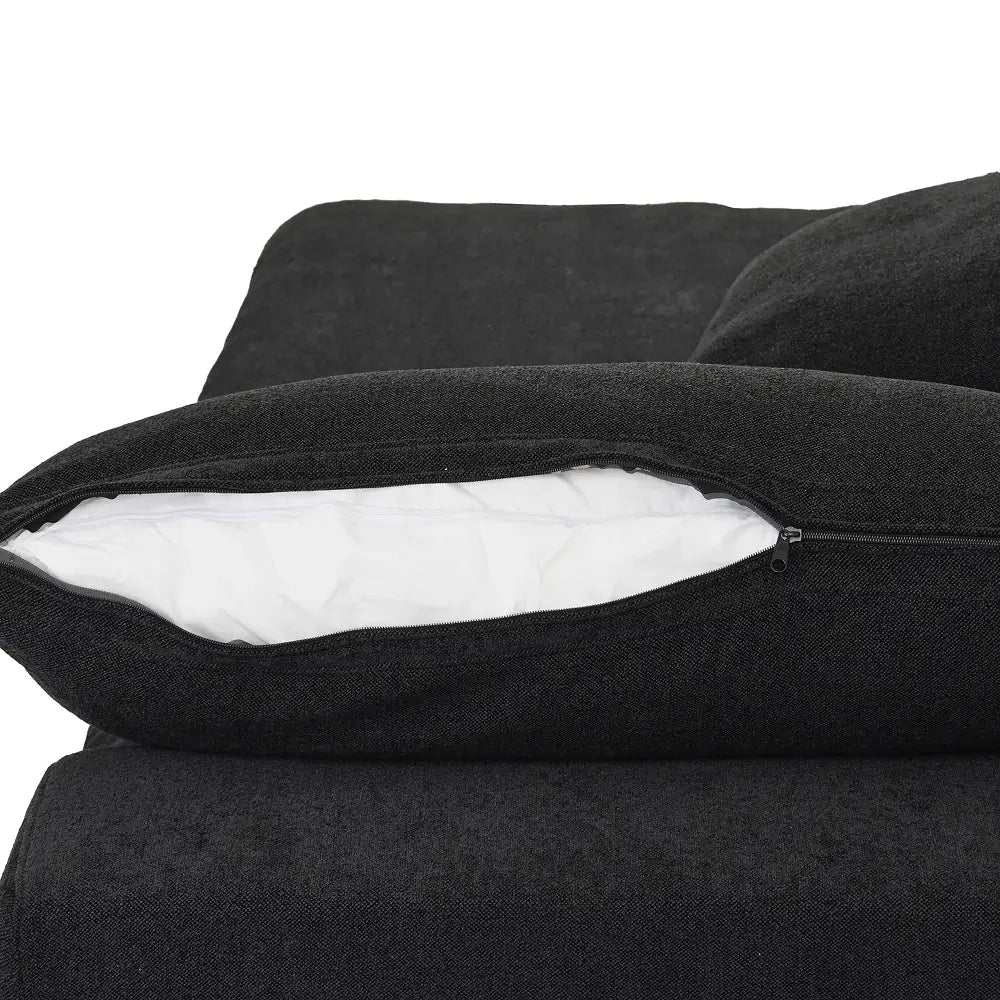 Sofá de dos plazas Deluxe Cloud, lavable, color negro | 2 piezas, tela de algodón y lino, diseño modular