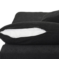 Deluxe Premium Cloud Sectional Sofas Covers | Premium Cloud Cotton and Linen Black 3-Seater With 2 Ottomans Covers