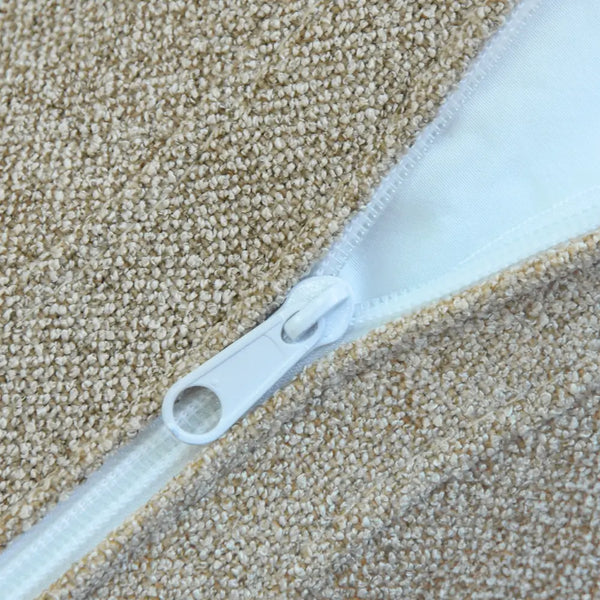 Deluxe Premium Cloud Sectional Sofas Covers | Khaki Cotton and Linen Sofa Cover for 6-Seater With 2 Ottomans