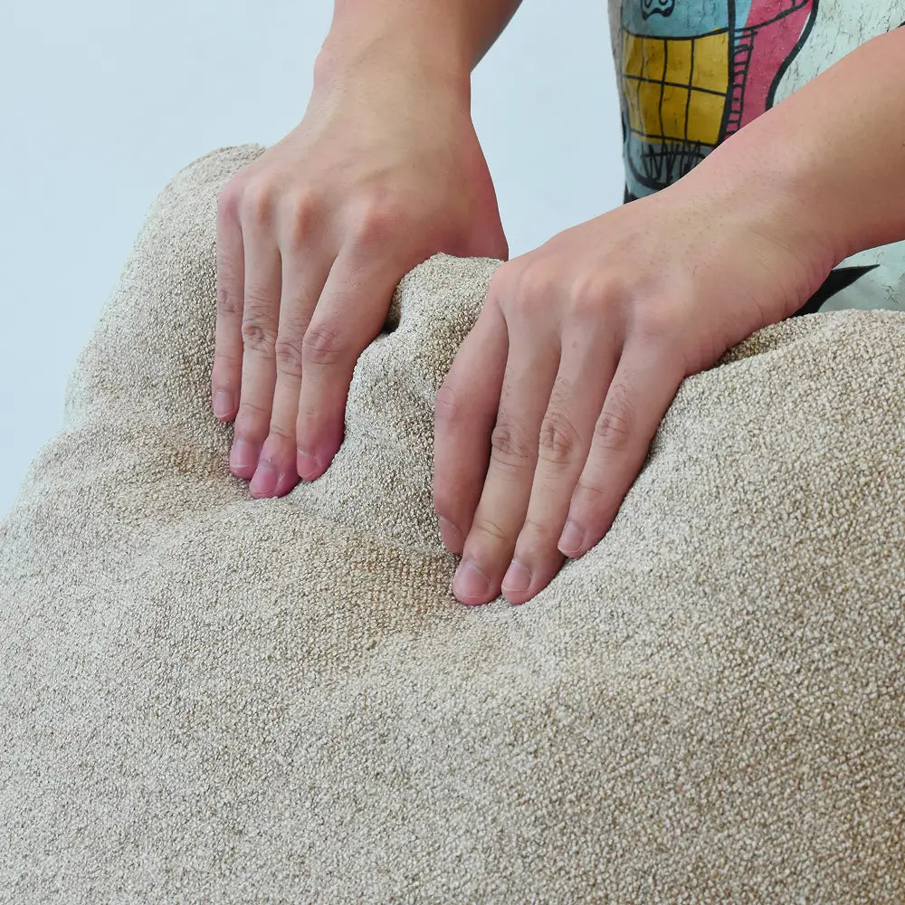 Deluxe Cloud 3-Seater Khaki Storage L-Shaped Sectional | 4-Piece (includes 1 Ottoman), Cotton and Linen Fabric, Washable Covers