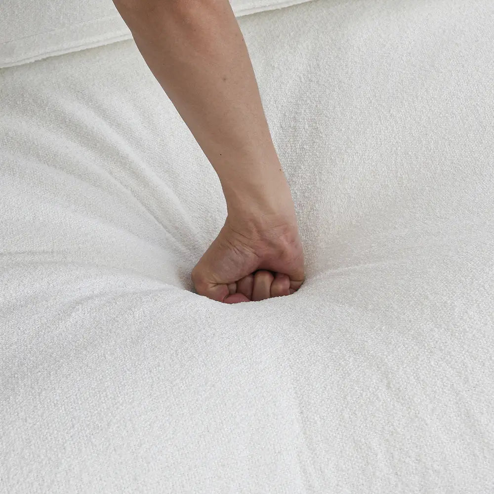 Sofá de dos plazas Deluxe Cloud, blanco lavable | 2 piezas, tela de algodón y lino, diseño modular