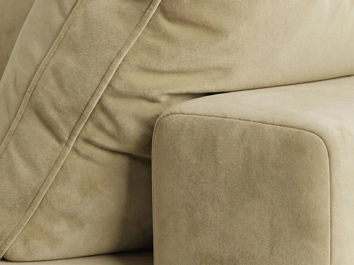 Deluxe Cloud 1-Seater Single Sofa in Beige Velvet | 1-Piece, Living Room Accent, Easy To Clean, Modern Style