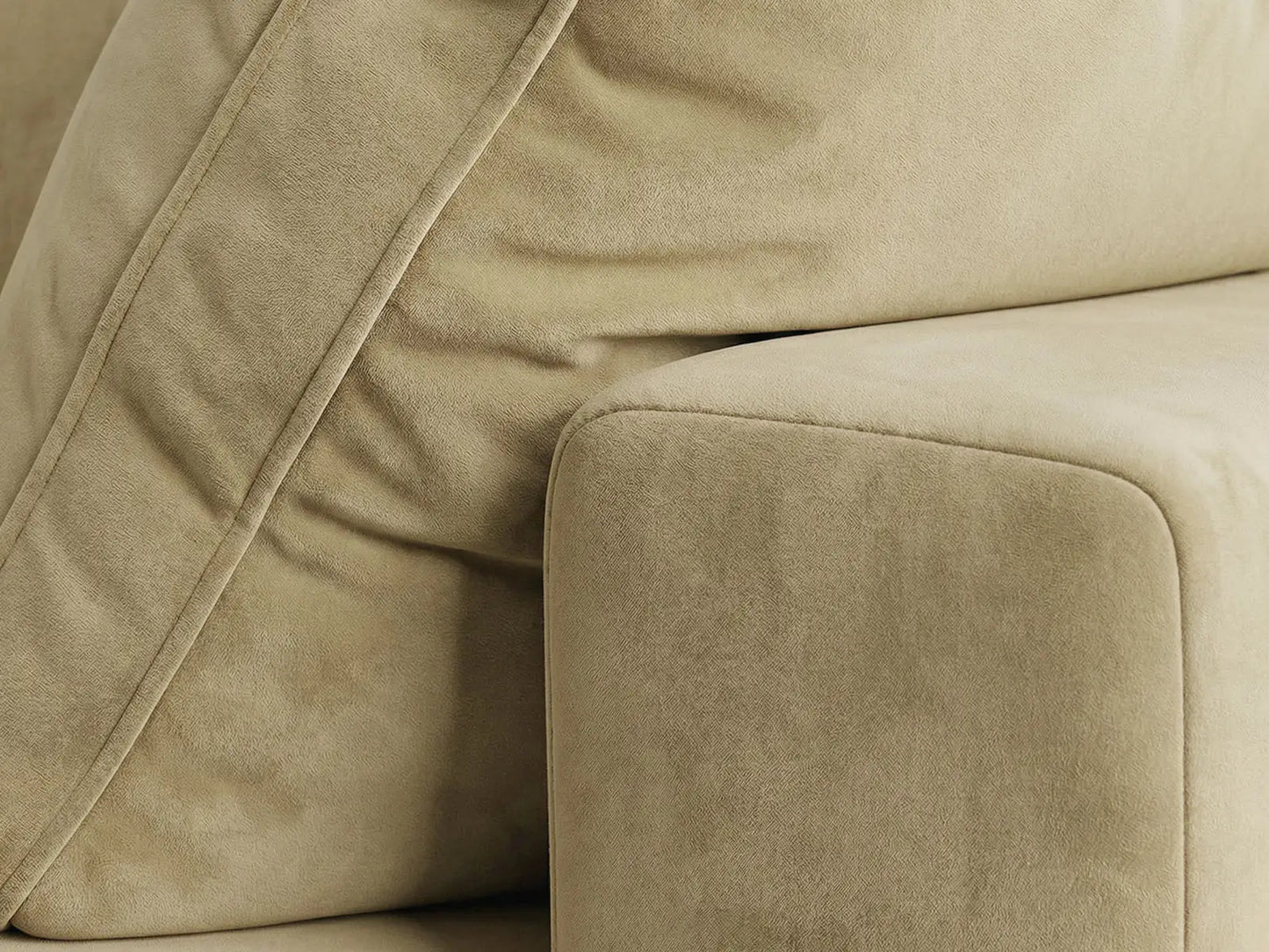Deluxe Cloud 1-Seater Single Sofa in Beige Velvet | 1-Piece, Living Room Accent, Easy To Clean, Modern Style