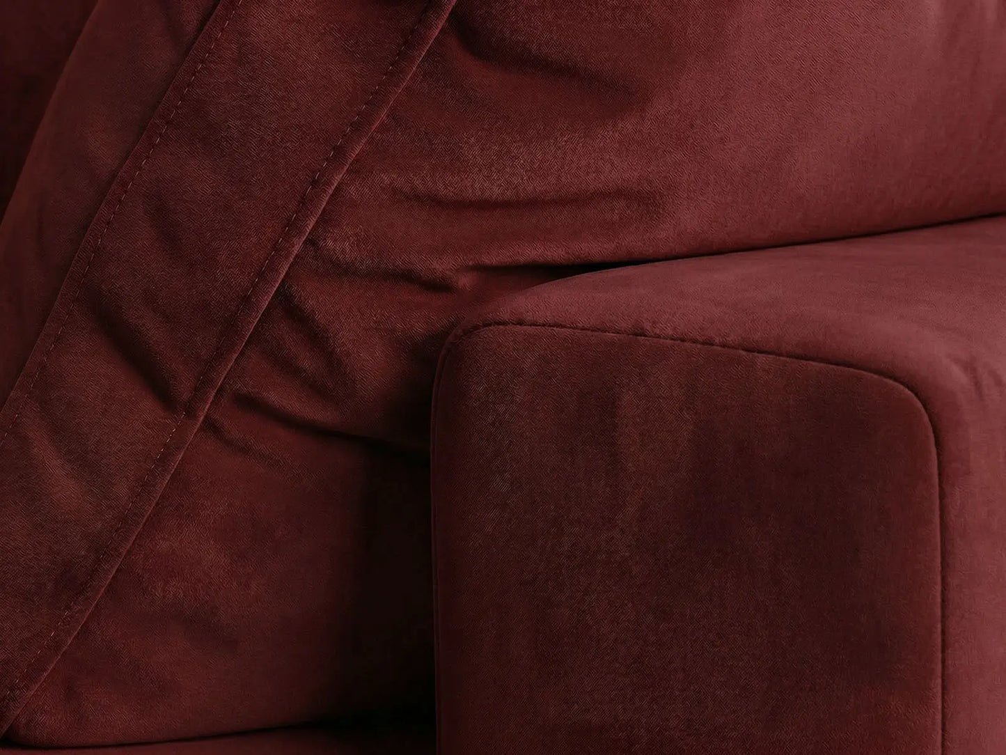 Deluxe Cloud 3-Seater Sofa Set in Claret Velvet | 4-Piece (Includes 1 Ottoman), Easy To Clean, Contemporary Style