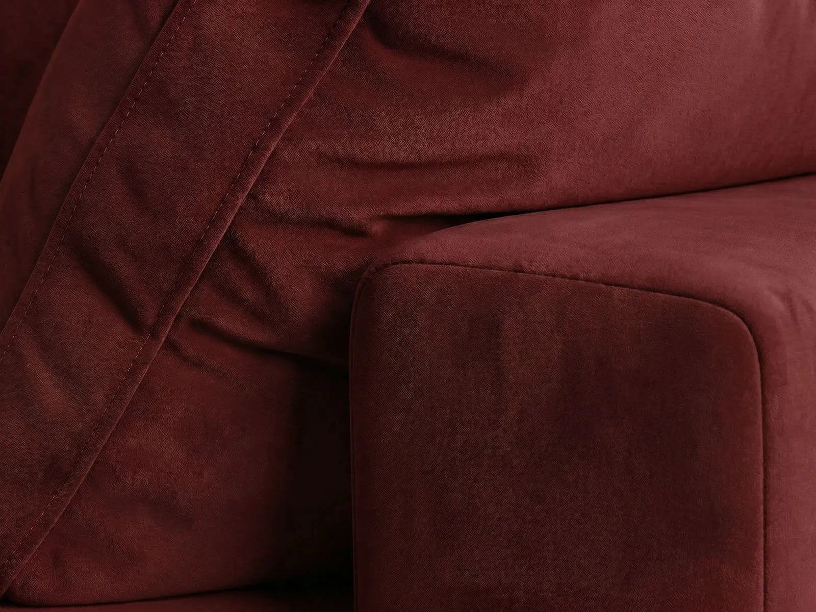 Deluxe Cloud 3-Seater Sofa Set in Claret Velvet | 4-Piece (Includes 1 Ottoman), Easy To Clean, Contemporary Style
