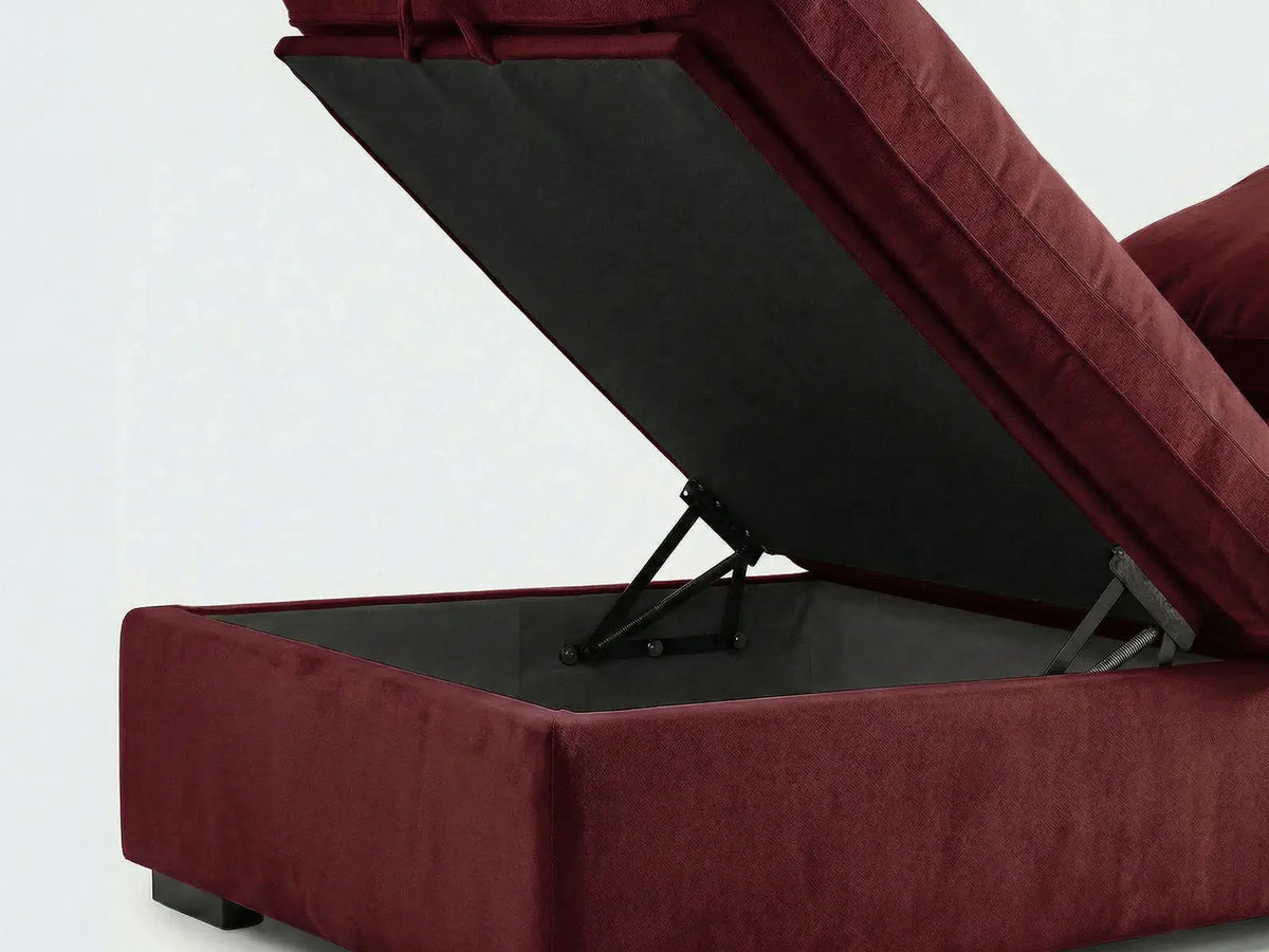 Deluxe Cloud 3-Seater Sofa Set in Claret Velvet | 4-Piece (Includes 1 Ottoman), Easy To Clean, Contemporary Style