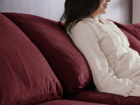 Deluxe Cloud 3-Seater Sofa Set in Claret Velvet | 4-Piece (Includes 1 Ottoman), Easy To Clean, Contemporary Style