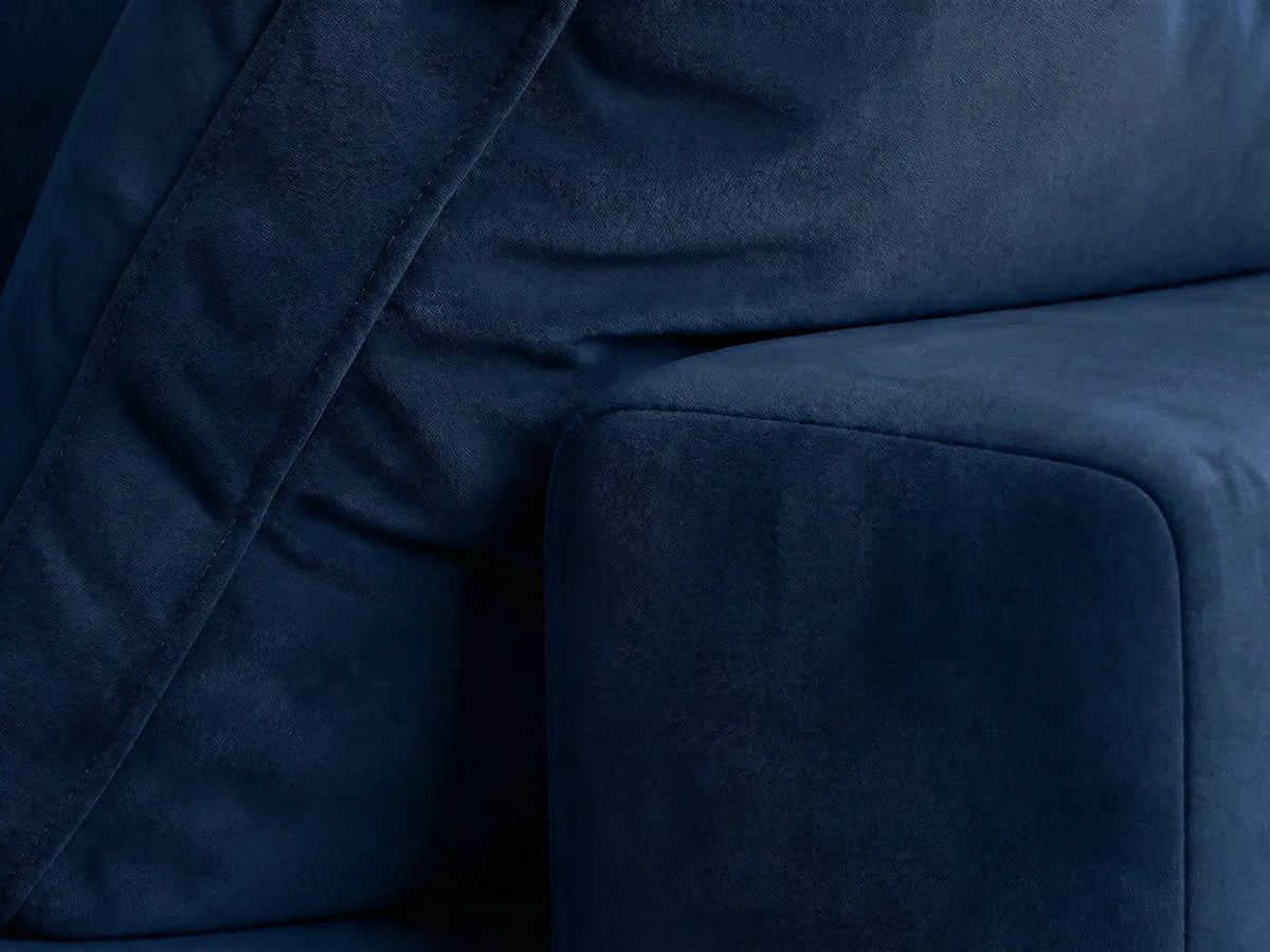 Deluxe Cloud 3-Seater Sofa Set in Dark Blue Velvet | 4-Piece (Includes 1 Ottoman), Easy To Clean, Modern Style