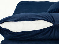 Deluxe Cloud 3-Seater Sofa Set in Dark Blue Velvet | 4-Piece (Includes 1 Ottoman), Easy To Clean, Modern Style