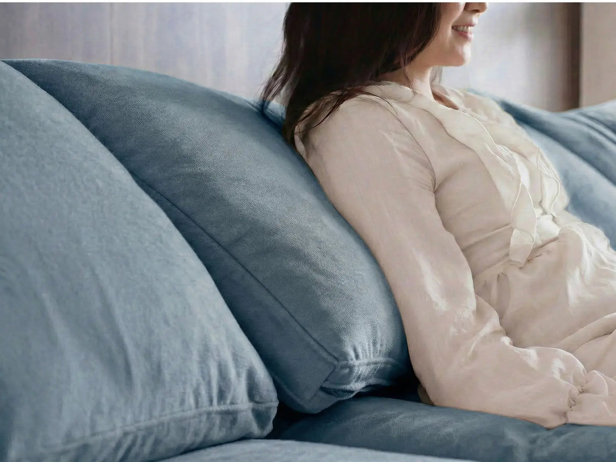 Deluxe Cloud 1-Seater Single Sofa in Light Blue Velvet | 1-Piece, Living Room Accent, Easy To Clean, Contemporary Style
