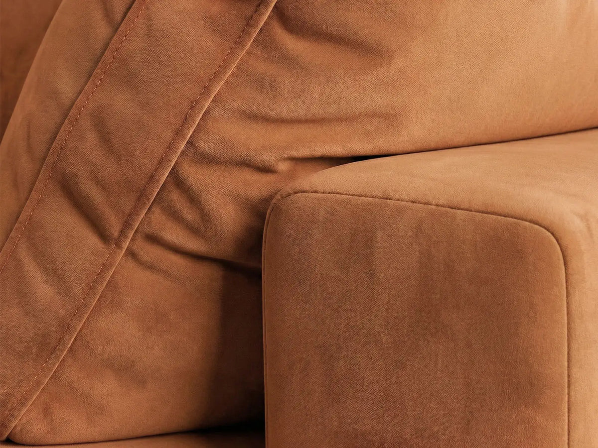 Deluxe Cloud 1-Seater Orange Single Sofa | 1-Piece, Velvet Fabric, Living Room Accent, Washable Cushion Covers