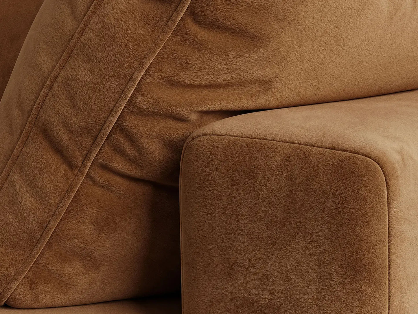 Deluxe Cloud 1-Seater Single Sofa in Terracotta Velvet | 1-Piece, Living Room Accent, Easy To Clean, Modern Style