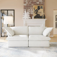 Deluxe Linen Cloud Sectional Sofas | White Cotton and Linen Loveseats 2-seaters