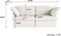 Deluxe Linen Cloud Sectional Sofas | White Cotton and Linen Loveseats 2-seaters