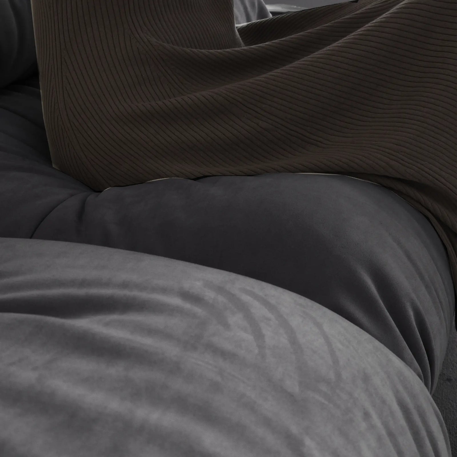 Essential 2-Seater grey Frosted Velvet Loveseats | 2-Piece, Frosted Velvet Fabric, Compact Design