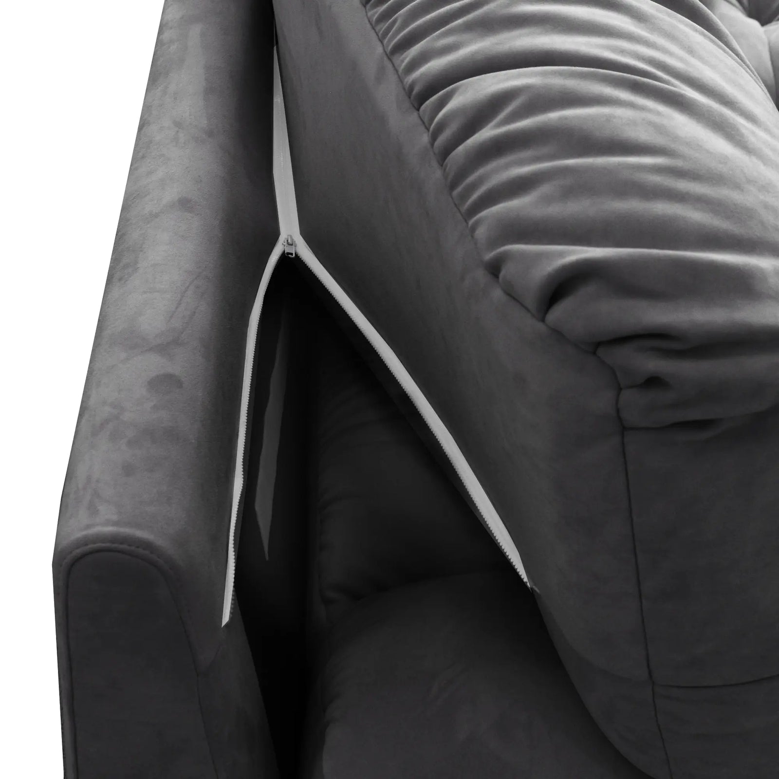Essential 2-Seater grey Frosted Velvet Loveseats | 2-Piece, Frosted Velvet Fabric, Compact Design