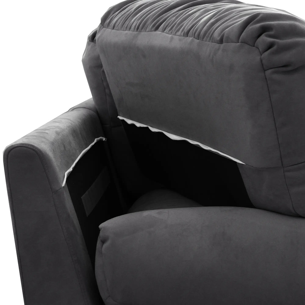 Essential Loveseat Lazy Sofas | Grey Frosted Velvet Loveseats 2-seaters 89"