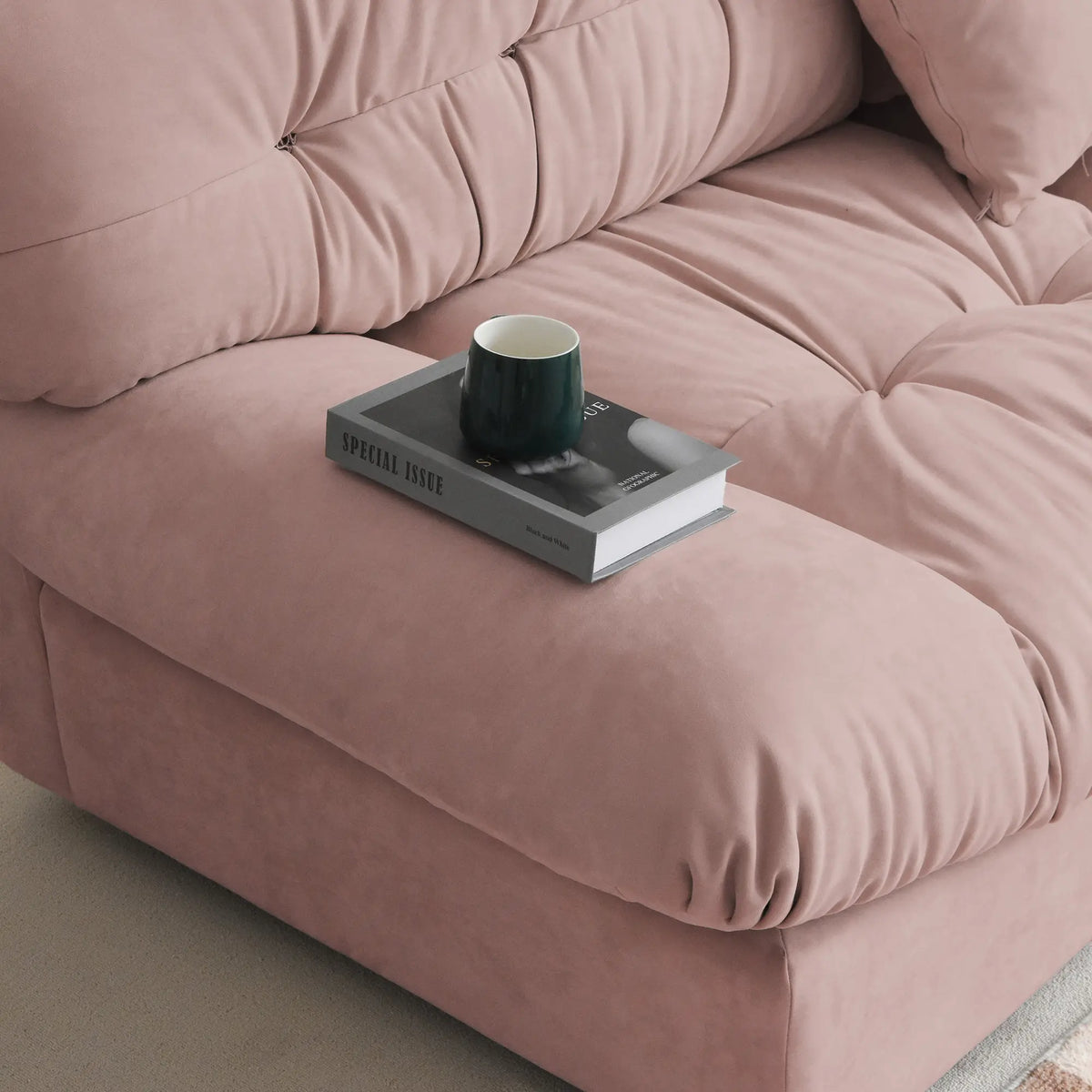 Essential 2-Seater pink Frosted Velvet Loveseats | 2-Piece, Frosted Velvet Fabric, Apartment Friendly