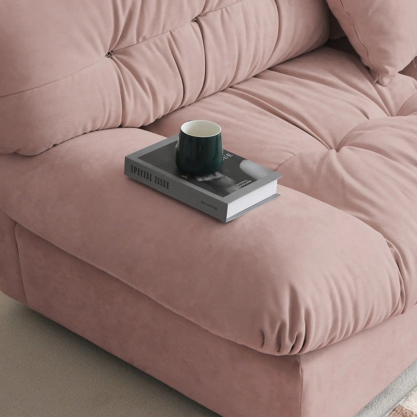 Essential Loveseat Lazy Sofas | Pink Frosted Velvet Loveseats 2-seaters 89"
