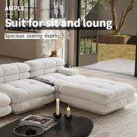 Matrix Italian Modular Sofas | Beige Teddy Velvet U shaped Sectionals 4-seaters