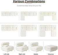 Matrix Italian Modular Sofas | Beige Teddy Velvet U shaped Sectionals 4-seaters