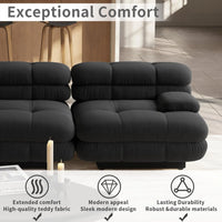 Matrix Italian Modular Sofas | Black Teddy Velvet Couch Sectionals 3-seaters
