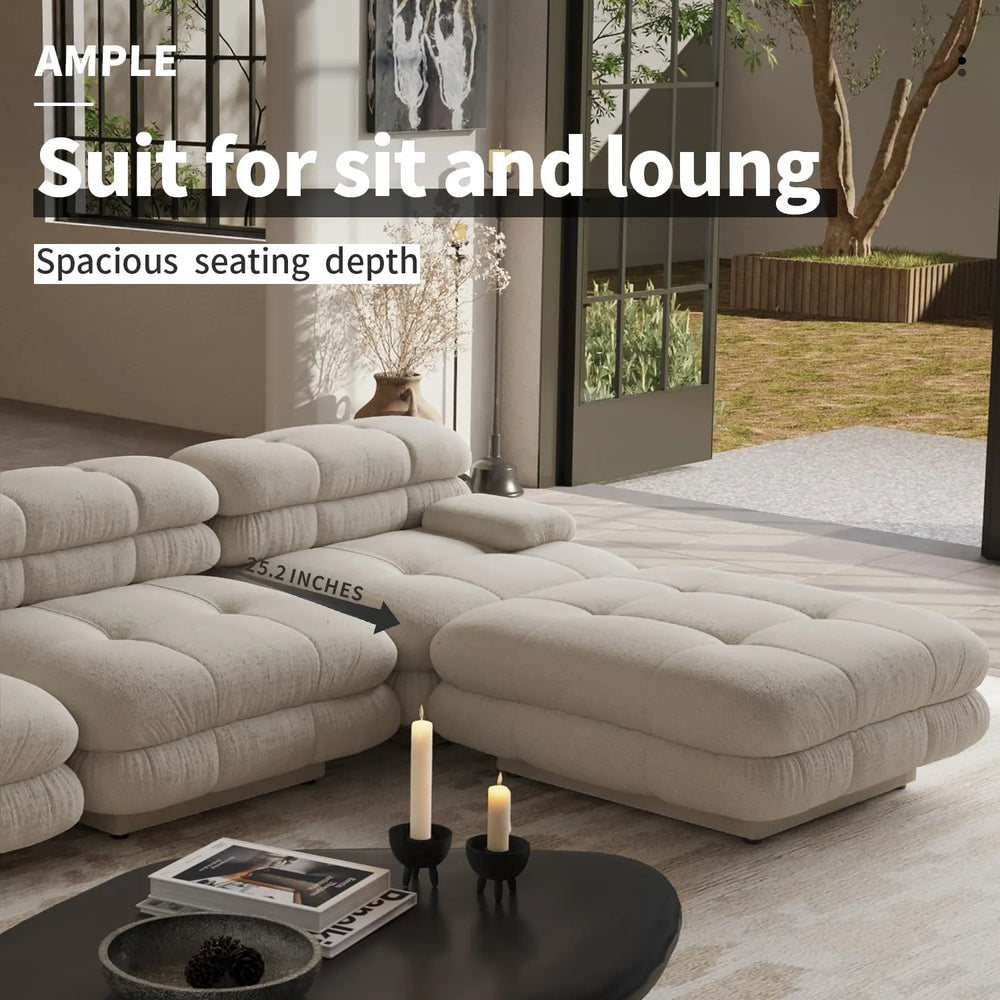 Matrix Italian Modular Sofas | Light Brown Teddy Velvet Couch Sectionals 3-seaters