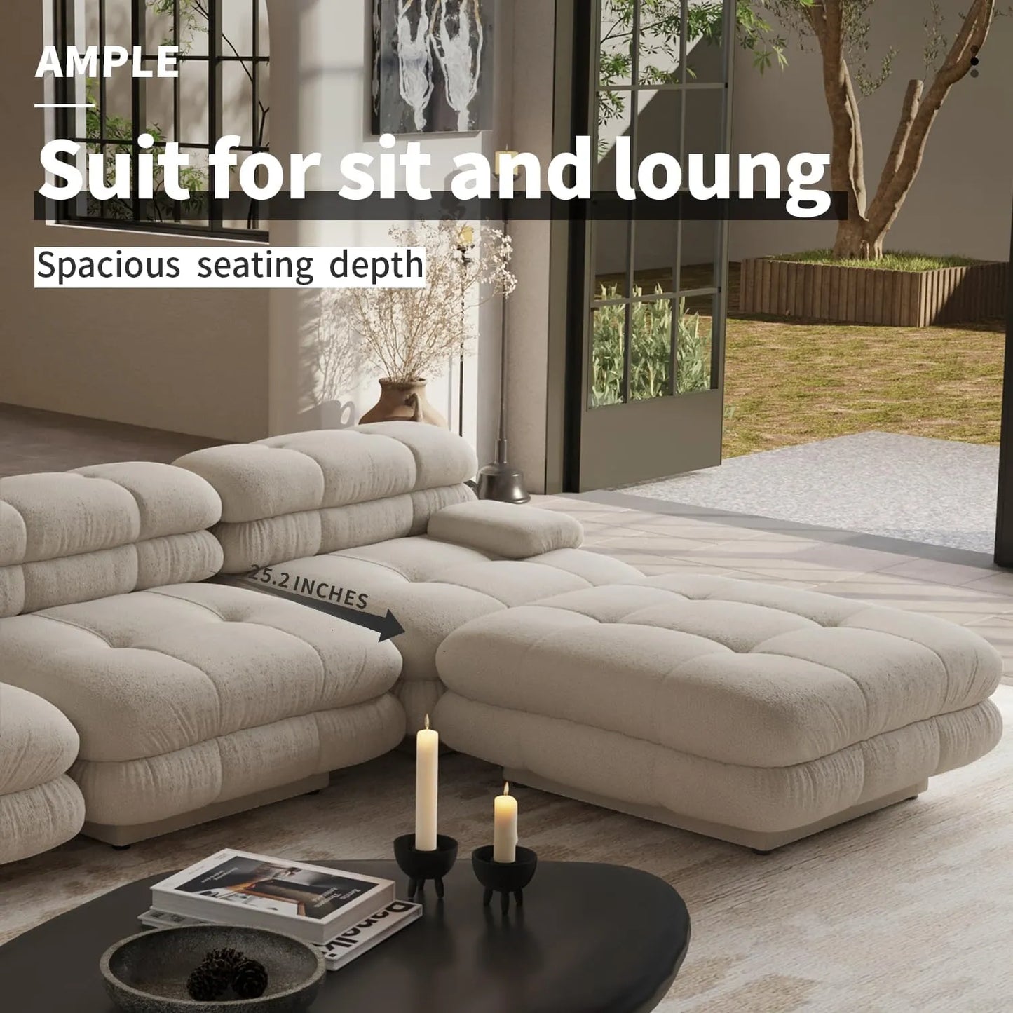 Matrix Italian Modular Sofas | Light Brown Teddy Velvet Couch Sectionals 3-seaters