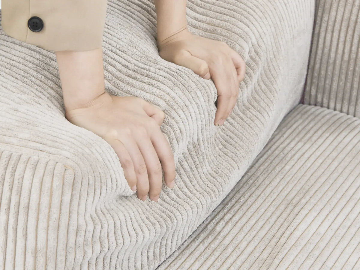 Fundas para sofás modulares modernos Matrix | Funda de pana beige para sofá de 3 plazas con 2 otomanas