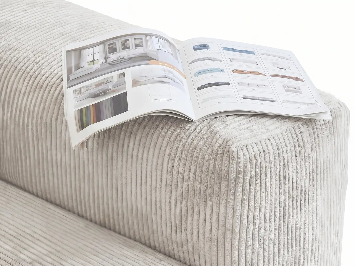 Fundas para sofás modulares modernos Matrix | Funda de pana beige para sofá de 3 plazas con 2 otomanas