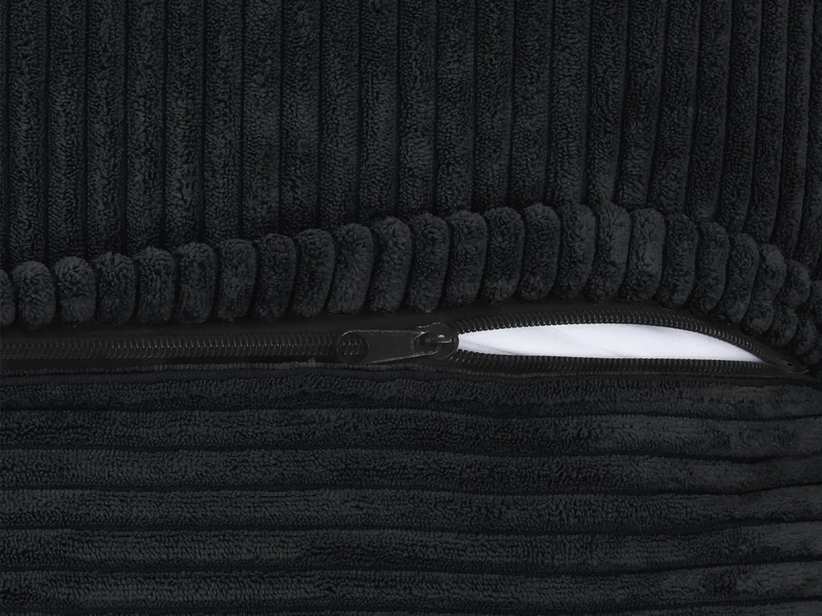 Fundas para sofás modulares modernos Matrix | Fundas de pana negra para sofá de 3 plazas con 2 otomanas