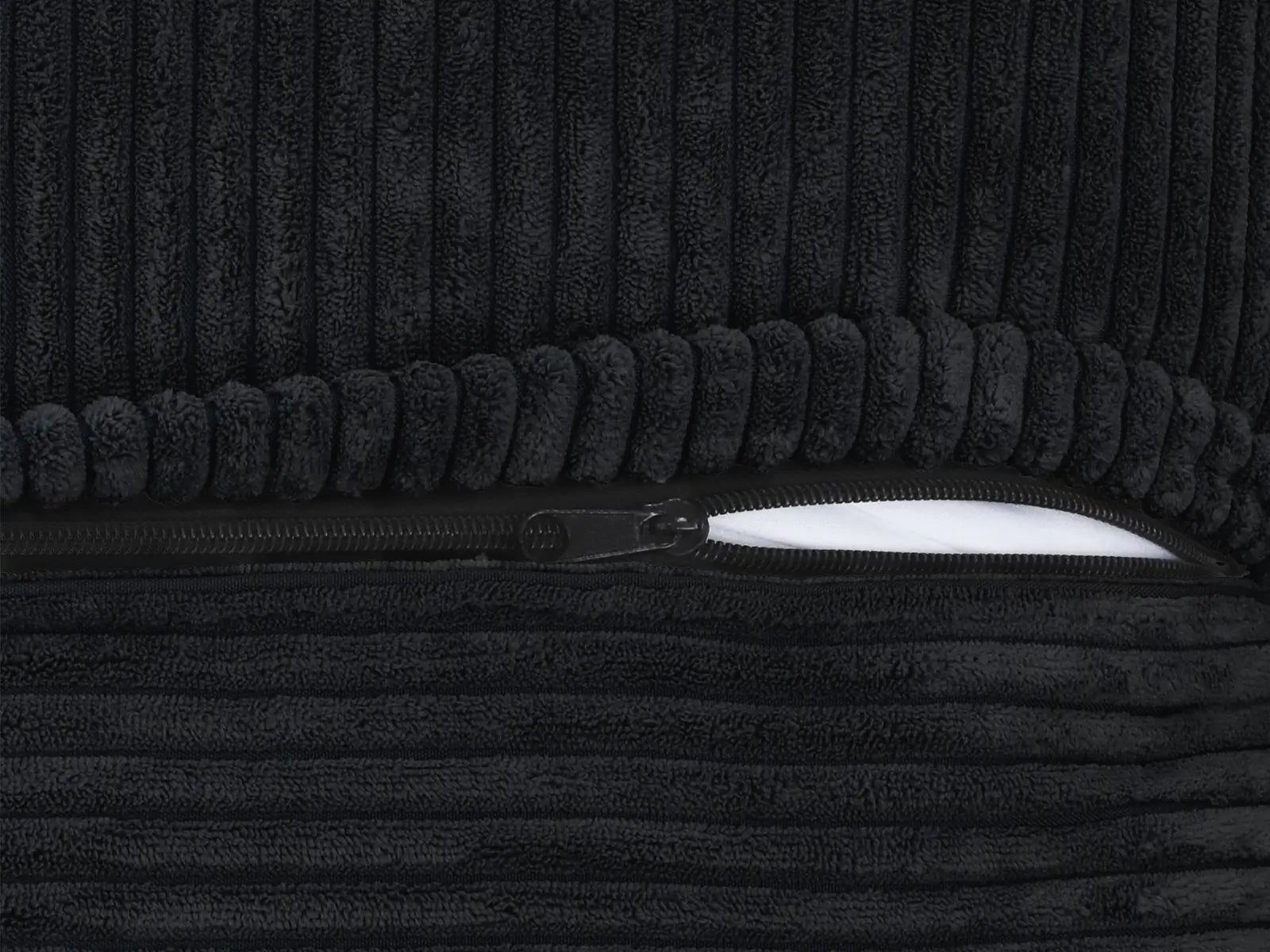 Fundas para sofás modulares modernos Matrix | Fundas de pana negra para sofá de 2 plazas con otomana