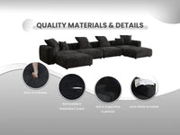 Matrix 1-Seater Black Single Sofa | 1-Piece, Corduroy Fabric, Living Room Accent, Washable Cushion Covers