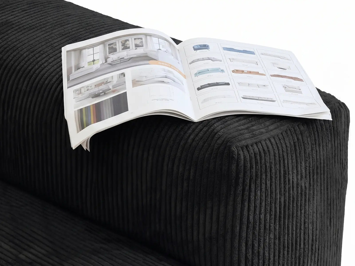 Fundas para sofás modulares modernos Matrix | Fundas de pana negra para sofá de 3 plazas con 2 otomanas